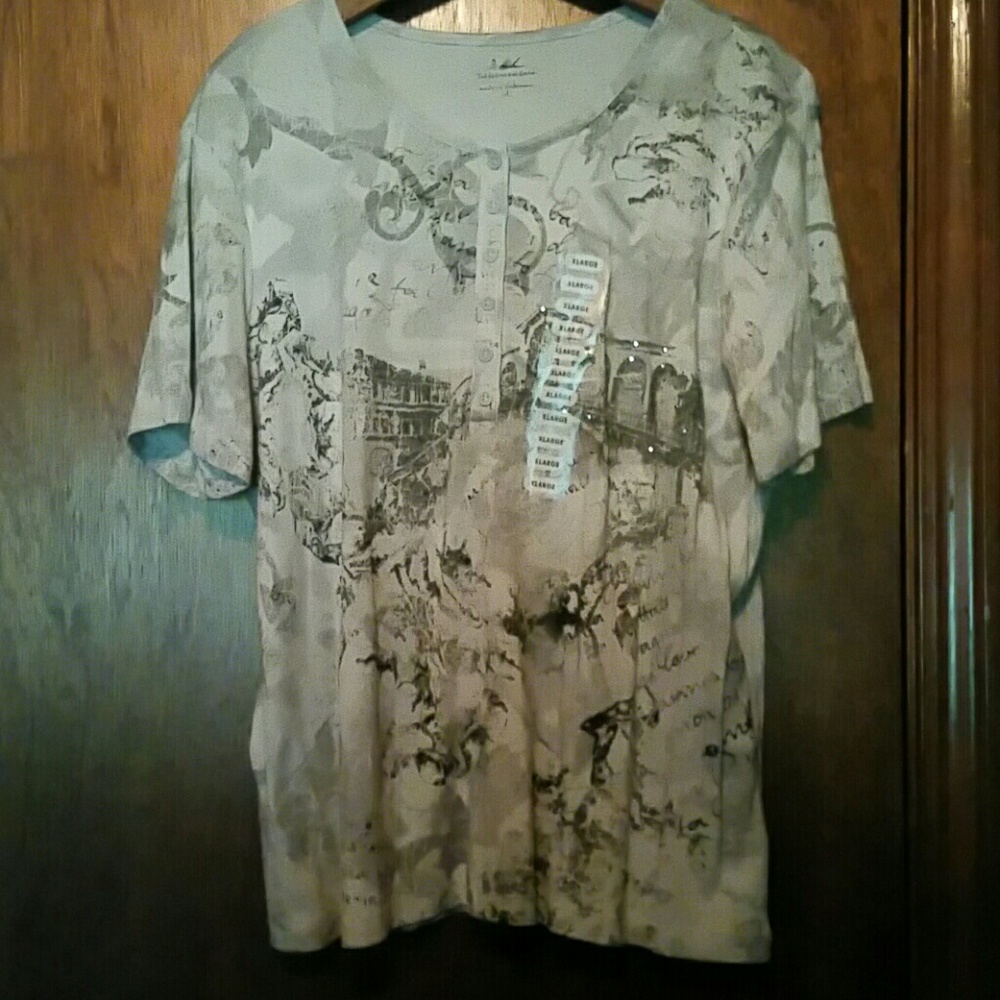 Tape Measure Gray Print Blouse